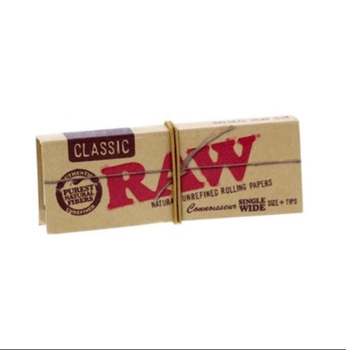 Бумажки Raw classic connosseur single wide size+tips - Бренд RAW - Магазин бонгов бонгшоп.рф